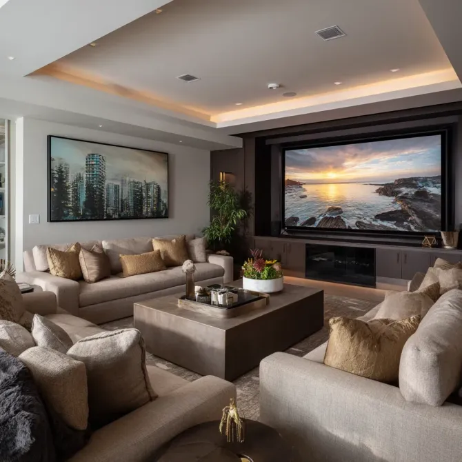 Basement Renovations Vancouver BC Transform Unfinished Basement Into Modern Living Space With Framing, Insulation, And Drywall Installation. Vancouver Basement Remodeling Contractor Delivers Custom Basement Finishing And Interior Build Out. Vancouver Basement Remodeling Project Converts Old Basement Into Legal Basement Suite With Separate Entrance And Code Compliant Construction. Basement Suite Builder Vancouver Handles Permits, Layout Design, And Full Renovation Execution.
Finished Basement Vancouver Showcases Open Concept Living Area With Luxury Vinyl Flooring And Recessed Lighting. Basement Renovation Company Vancouver Creates Functional Basement Spaces With Modern Interior Design.
Custom Basement Renovation Vancouver Includes Home Theater Installation With Acoustic Insulation And Media Wall Setup. Basement Contractor Vancouver Designs Entertainment Room With Soundproofing And Lighting Integration.
Basement Finishing Vancouver BC Includes Drywall Installation, Ceiling Framing, And Energy Efficient Insulation System. Vancouver Basement Renovation Team Builds Comfortable Basement Living Space With Proper Construction Methods.