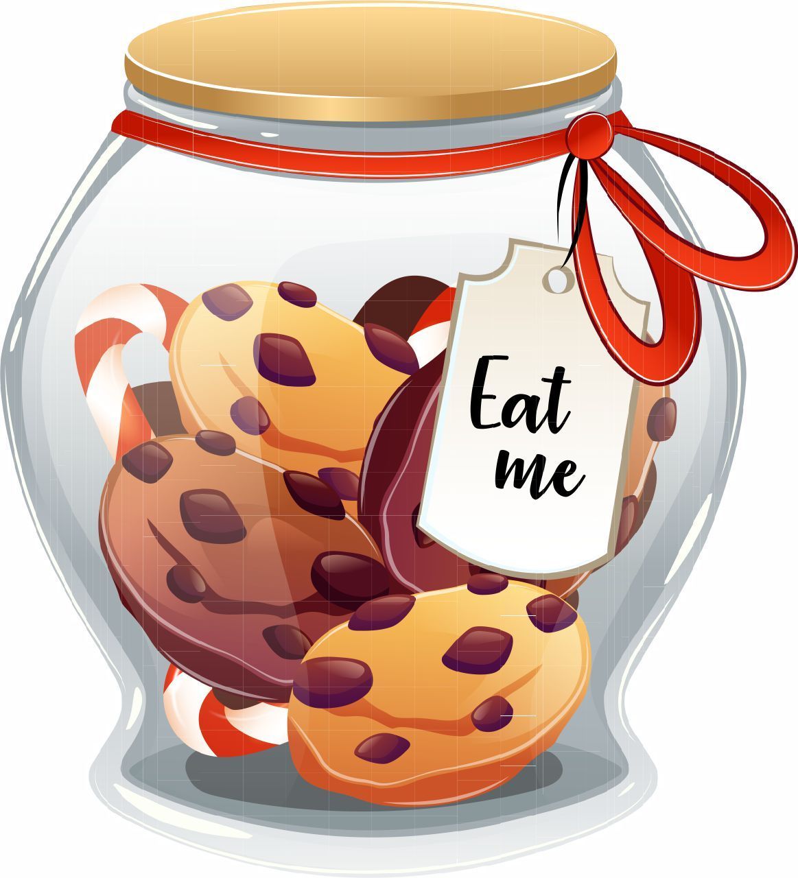 Illustration of a cookie jar with eat me tag
