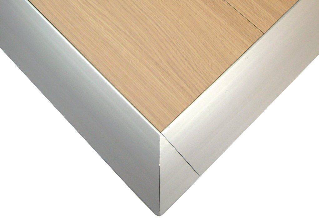 Aluminium angled edging for portable flooring and exhibition floors