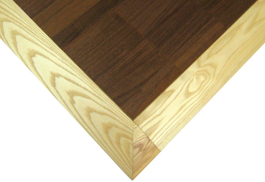 Wooden sloping edges for portable flooring and exhibition floors