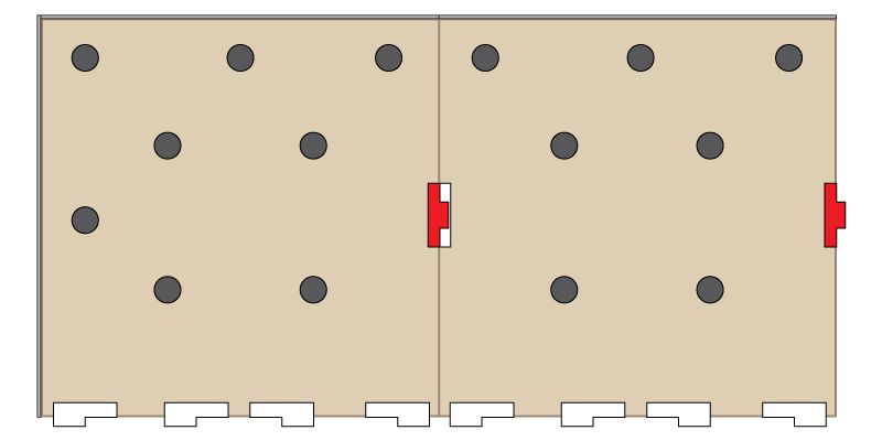 Diagram of Floortble floor panels with metal capping on the edges