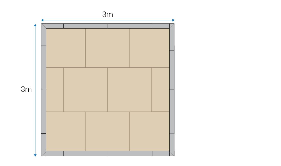 Diagram for exhibition floor layout with sloping perimeter
