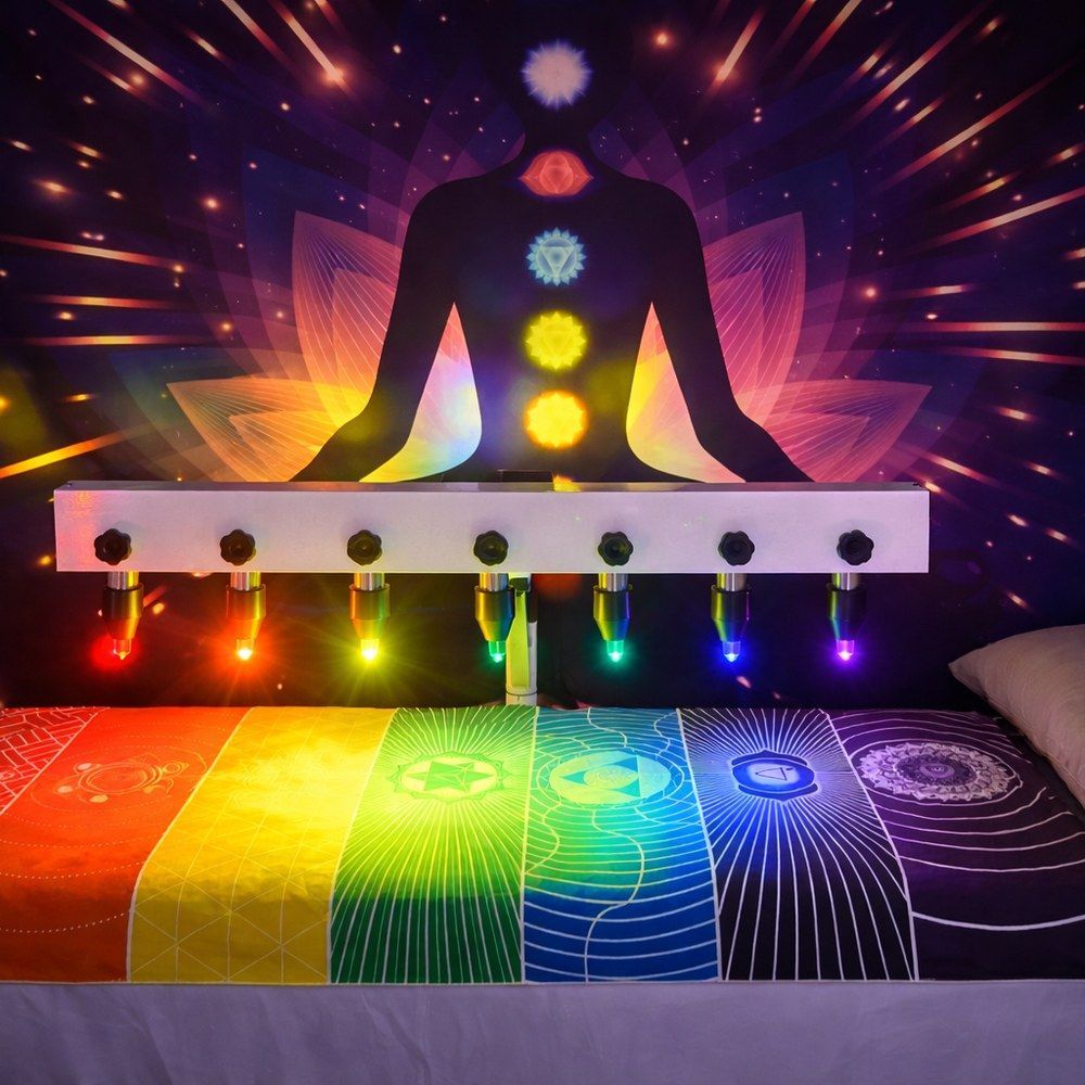 Targeted chakra light therapy in Houston to support emotional release and energetic balance. $225. Call (832) 266-8595 to book.