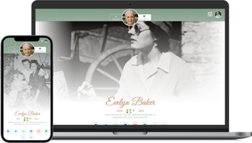 Online memorial page example for a loved one with tribute and messages