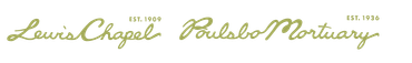Gold script logo reading “Louis Chapus Publo Mortiary” on a white background