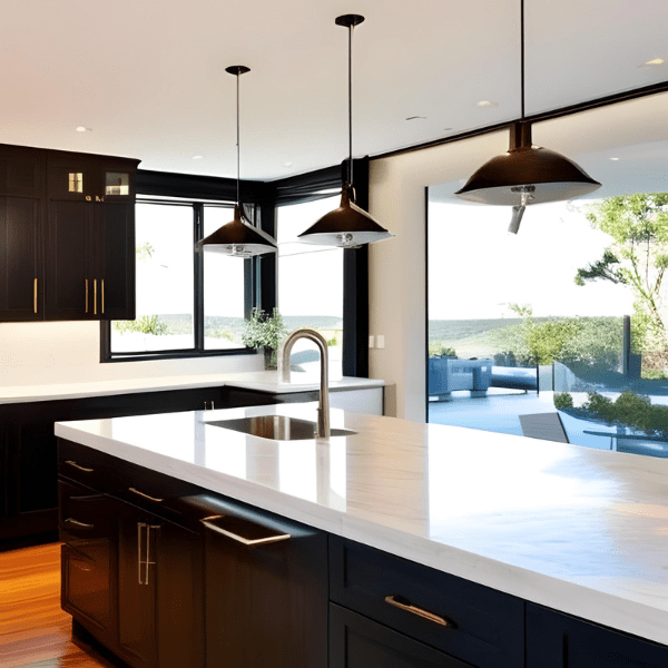 This image showcases a kitchen remodel project in progress. The room is currently empty and stripped down to the bare essentials, indicating the early stages of the remodeling process. The room features bare walls, exposed wiring and plumbing, and an unfinished floor, ready for new installations. A single window lets in natural light, illuminating the work area. Some construction tools and materials can be seen in the room, signifying ongoing work. The room appears to be spacious, suggesting a large kitchen design. Some markings on the walls and floor indicate planning for the new layout, including placement of cabinets, appliances, and possibly an island. Overall, the image provides a behind-the-scenes look at the early stages of a kitchen remodel project, highlighting the extensive work involved in transforming a kitchen space.