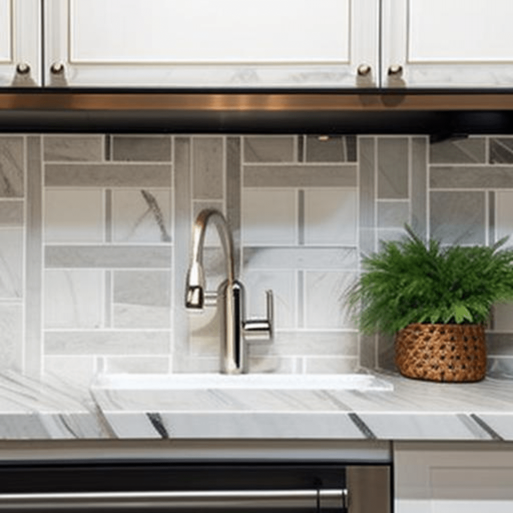 kitchen backsplash grey and white pattern