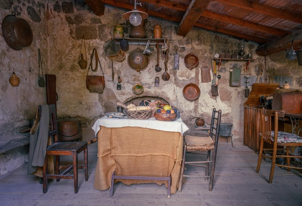 A one room farmhouse kitchen greatroom