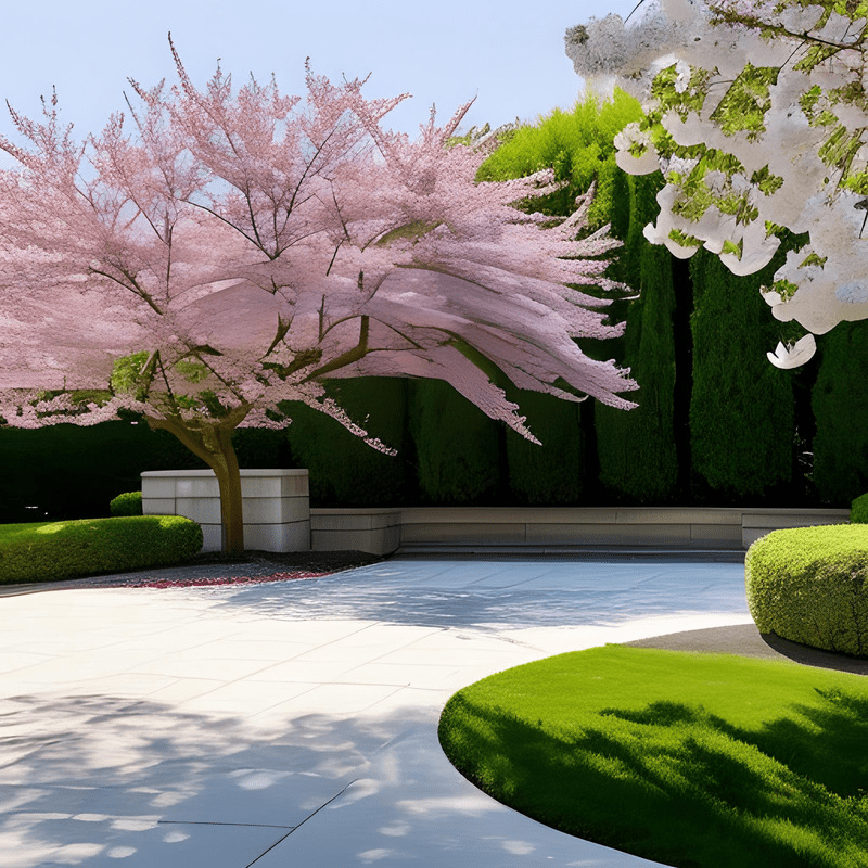 A cherry blossom tree with pink and white flowers