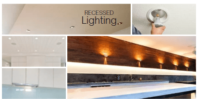 recessed lighting image collage