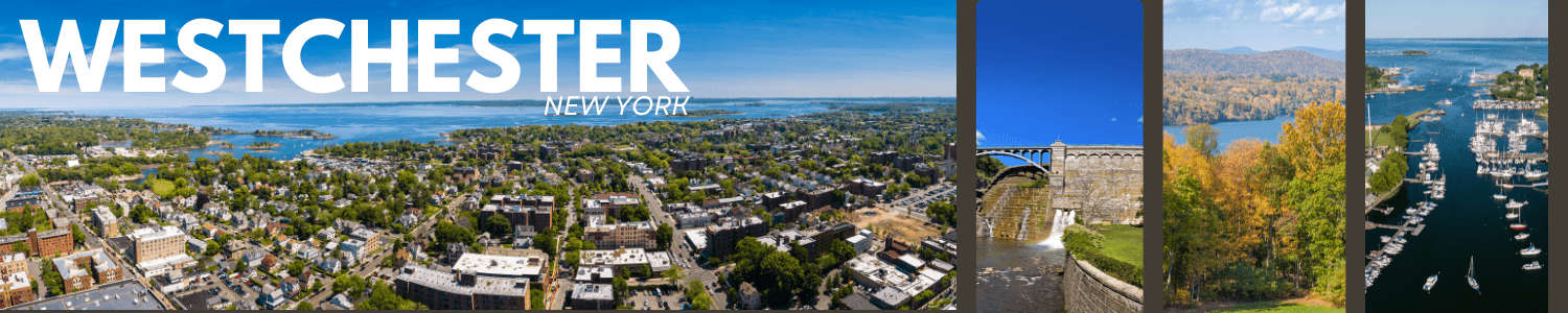 A collage of aerial views of westchester new york