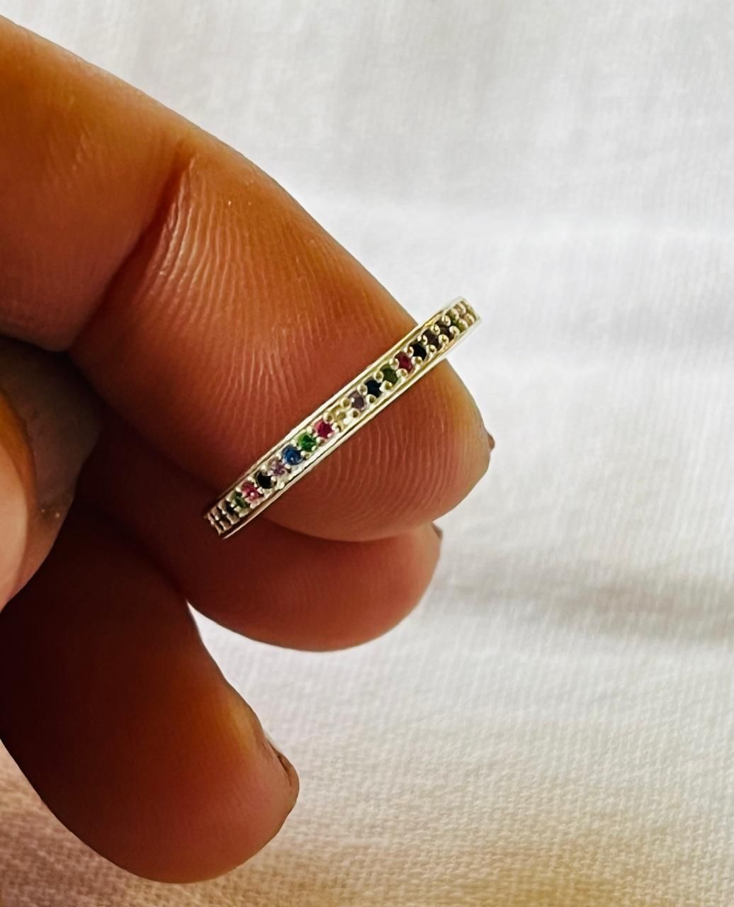 PR58216 Anillo Medio Sin Fin Cubic Multicolor Talle 15