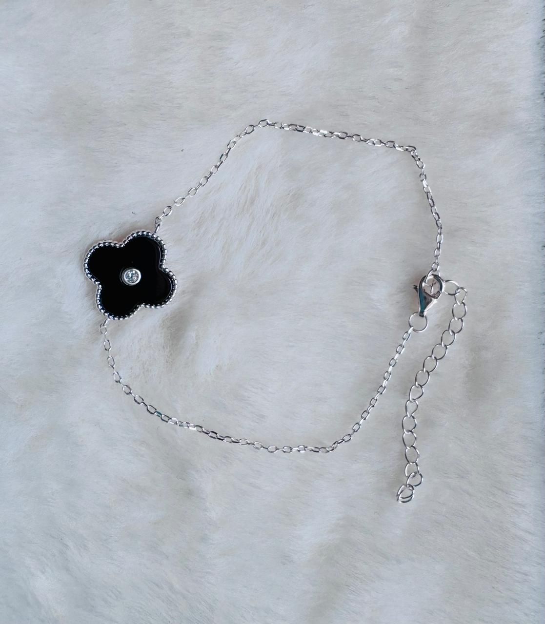 Pulsera Flor VC Negro 18 A 20Cm