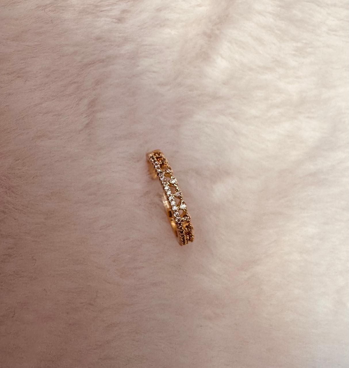 Anillo Dorado Combinado Con Cubic Talle 15