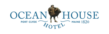 Ocean House Hotel logo with a ship silhouette and “Port Clyde, Maine 1820” text