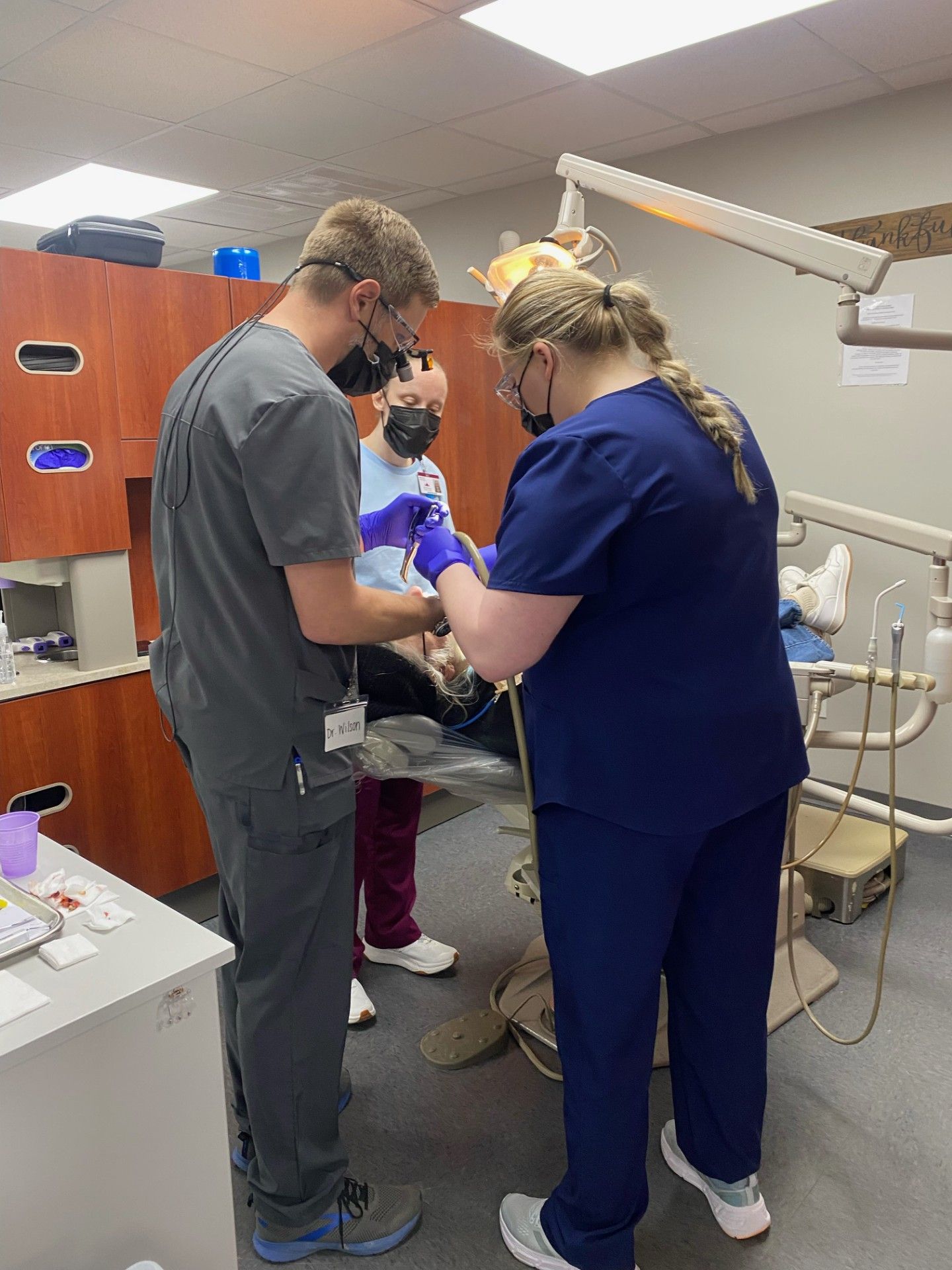 Volunteering at free dental clinic 