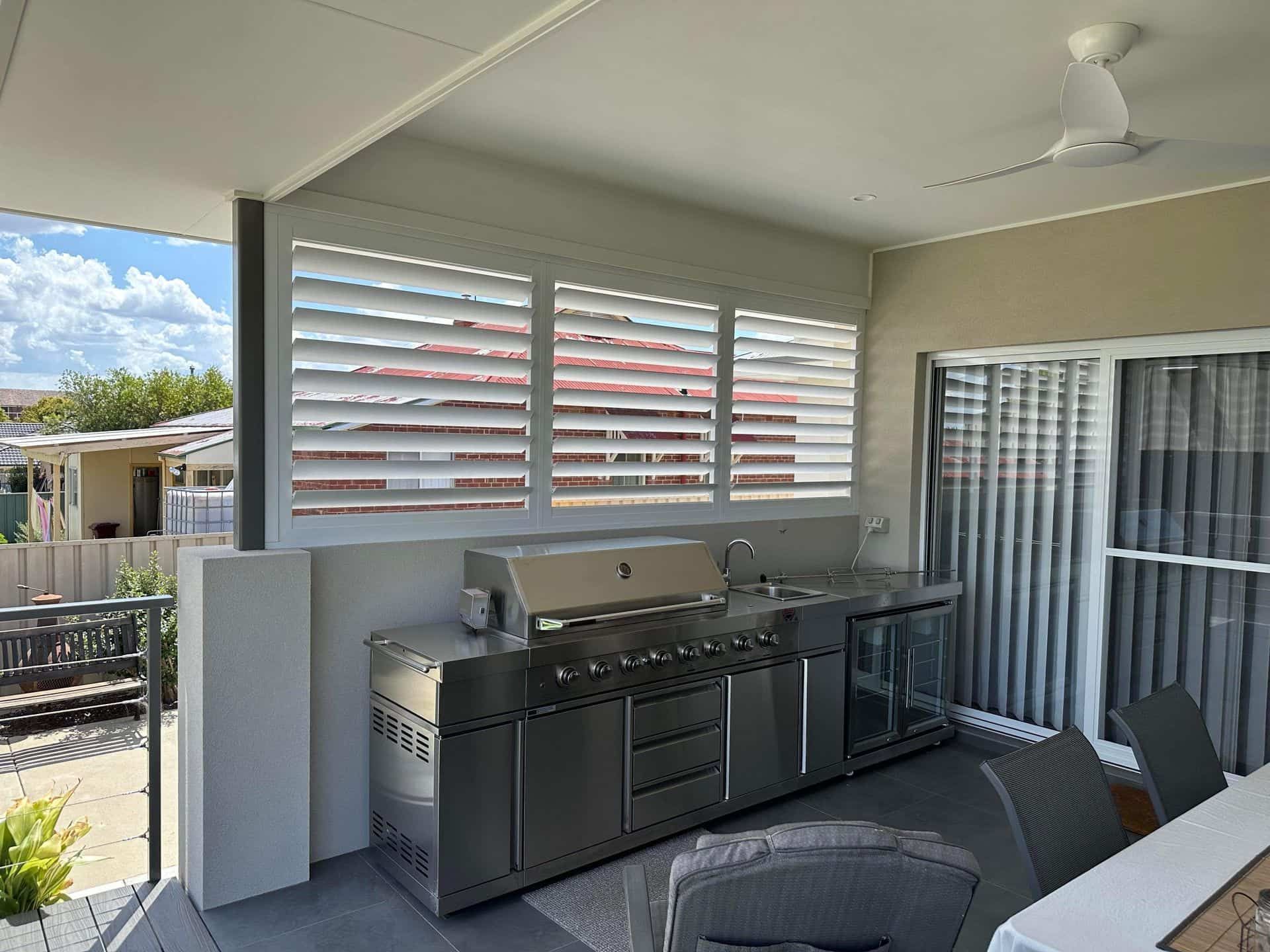 Shutters on Outdoor BBQ Patio — Paint Place Cowra In Cowra NSW