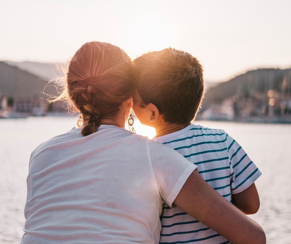 A hug from a tired mom