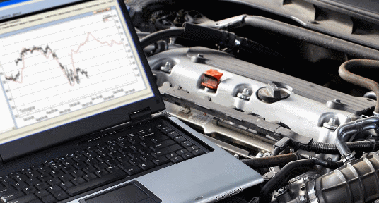 car diagnostics on laptop