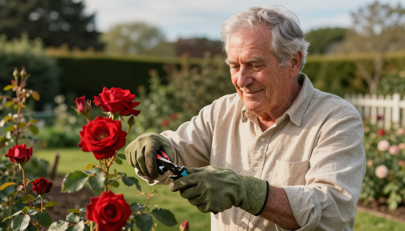 Senior man gardening