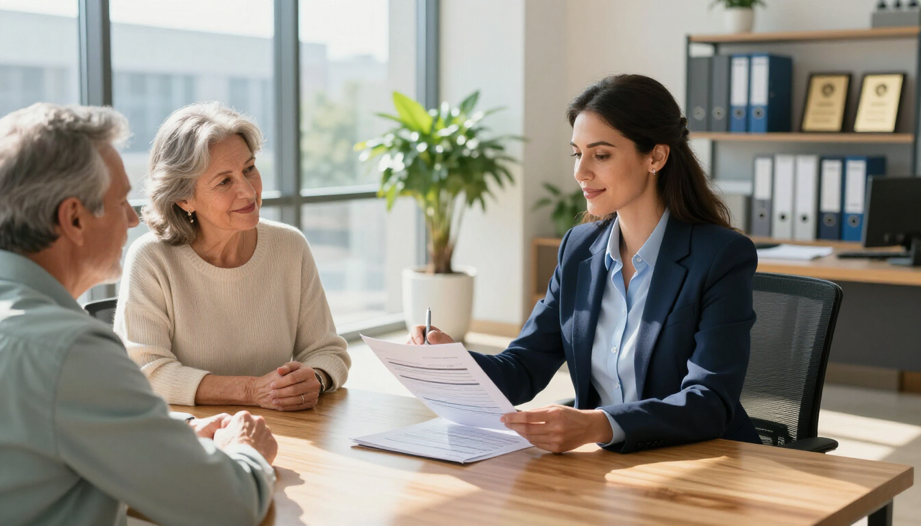 A senior meeting with a loan officer