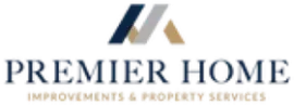 Premier Home logo: abstract roof icon with navy, gray, and gold elements above text.