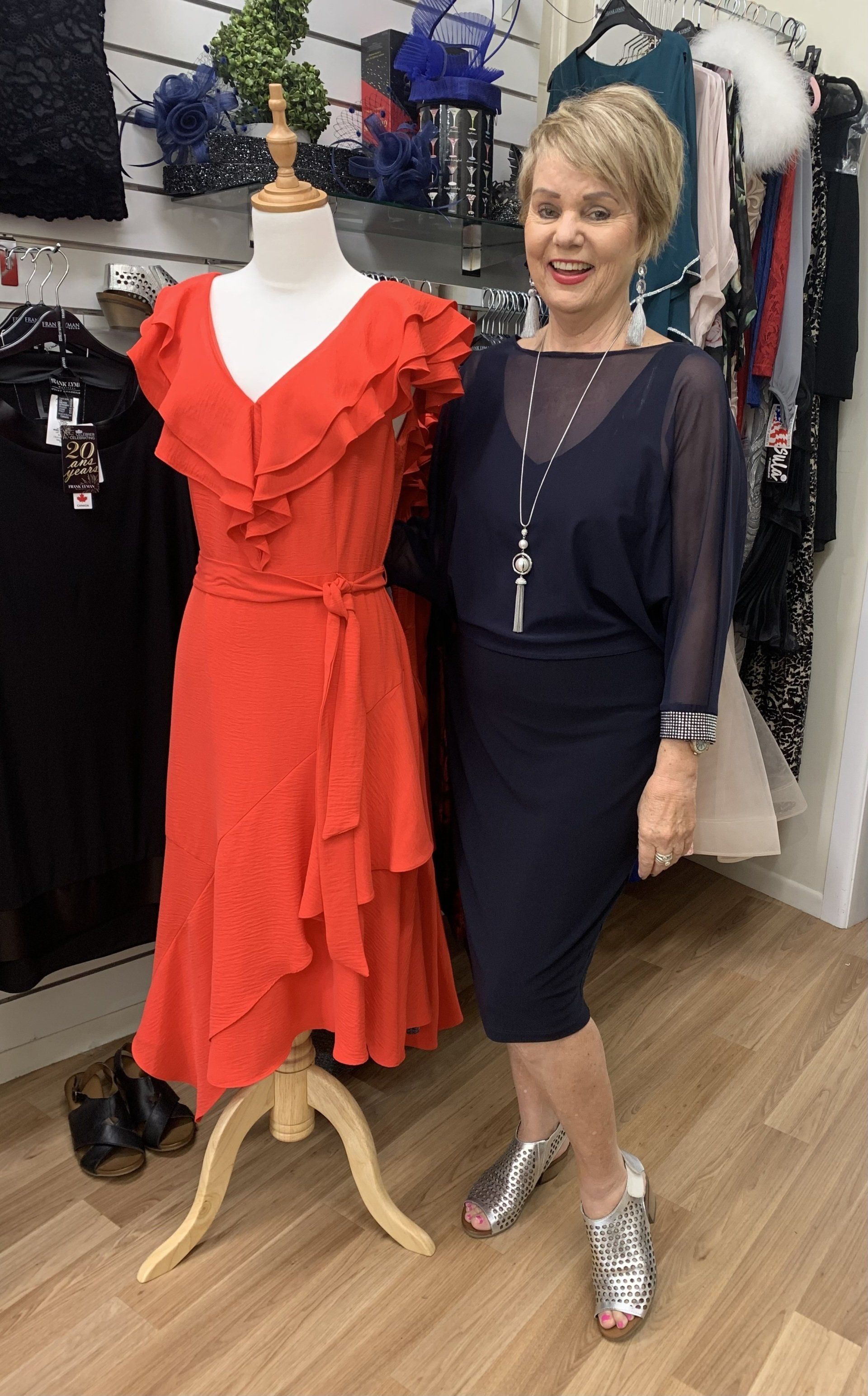 Red Dress on Mannequin and Blue Dress on Vikki  — Sunshine Coast