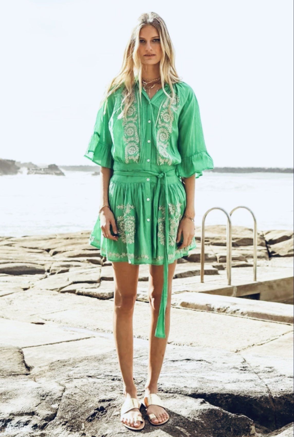 Green Dress with Standing Blonde Model   — Boutique in Sippy Downs, QLD