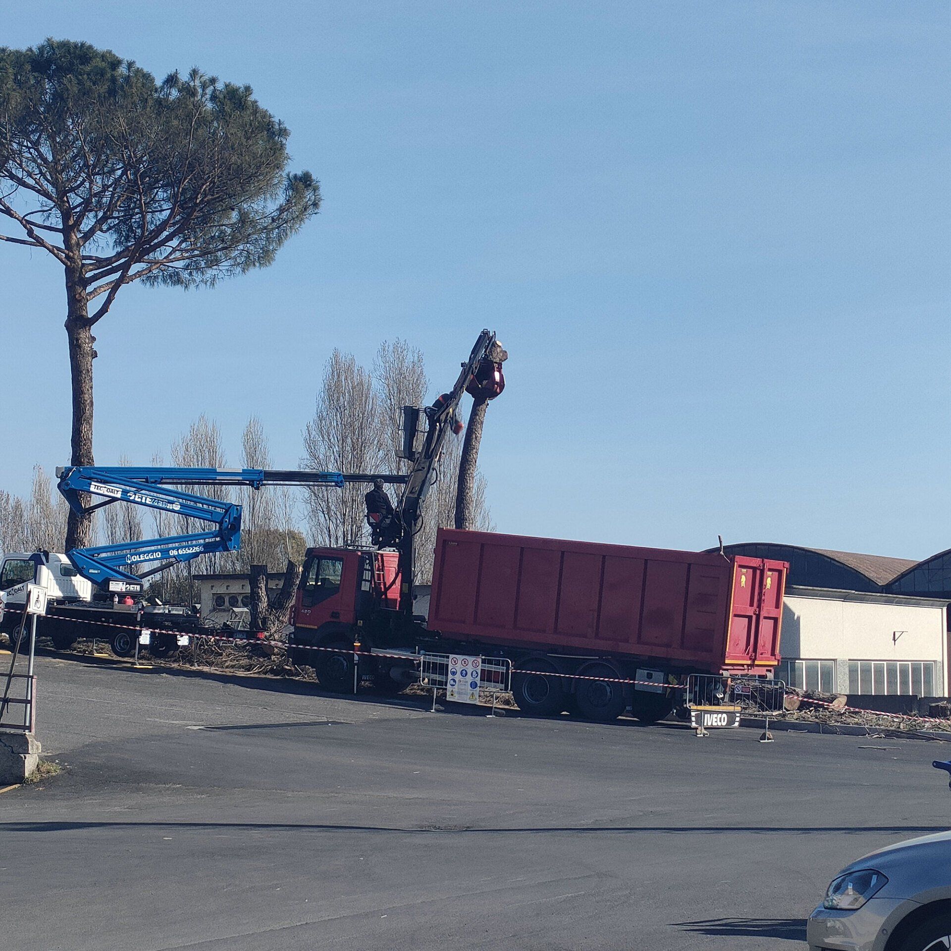 camion per il recupero dei rami tagliati