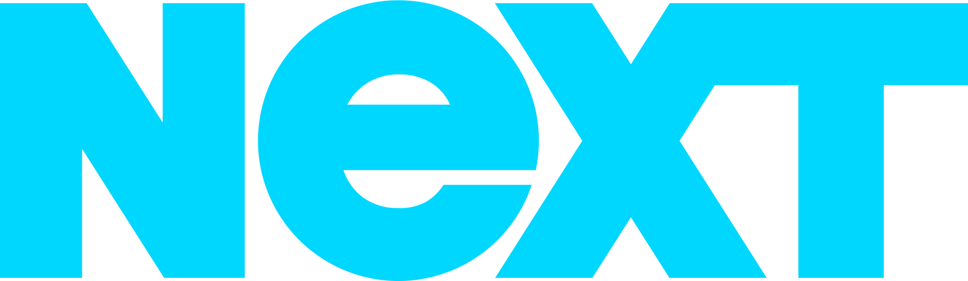 A blue next logo on a white background