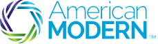 The american modern logo is a blue and green logo with a circle in the middle.