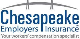 The logo for chesapeake employers insurance shows a bridge and the words `` your workers compensation specialist ''.