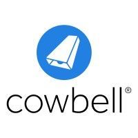 The cowbell logo is a blue circle with a white triangle in the middle.