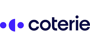The logo for coterie is a blue logo with a white background.
