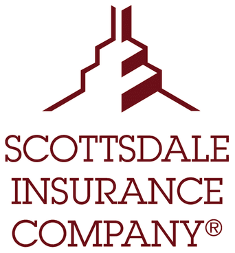 The logo for the scottsdale insurance company has a building in the middle.