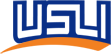A blue and orange logo for usl on a white background.
