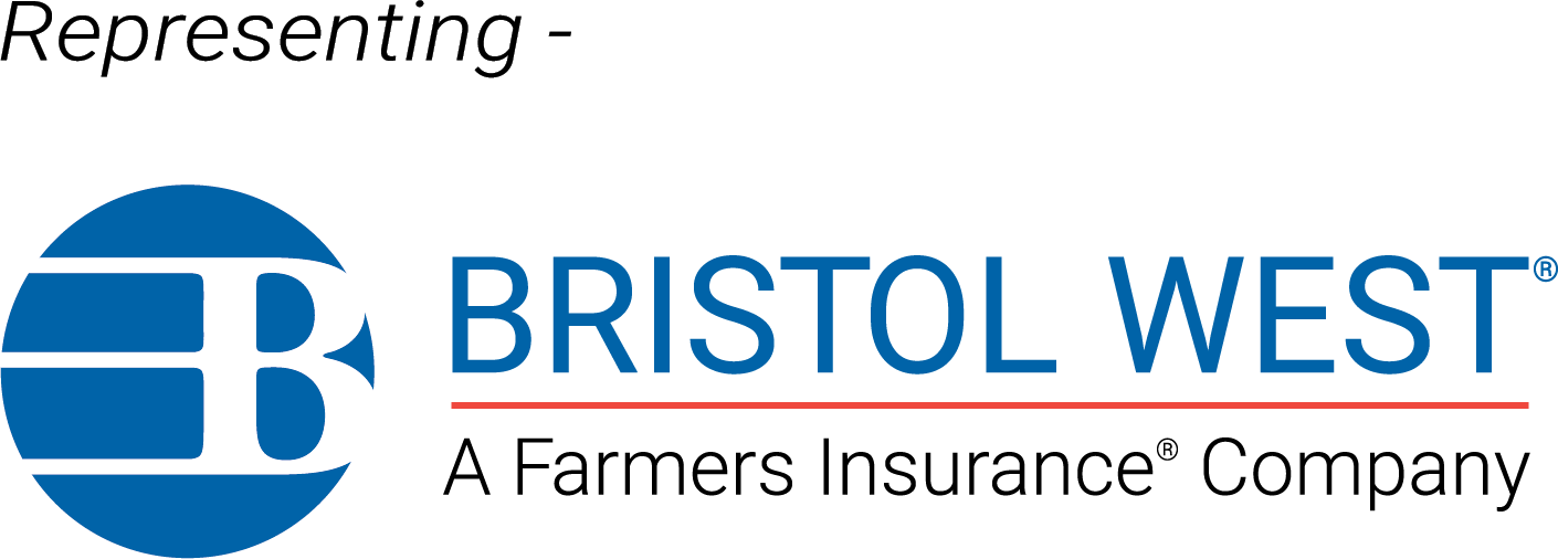 Logo of Bristol West, a Farmers Insurance Company, auto insurance.