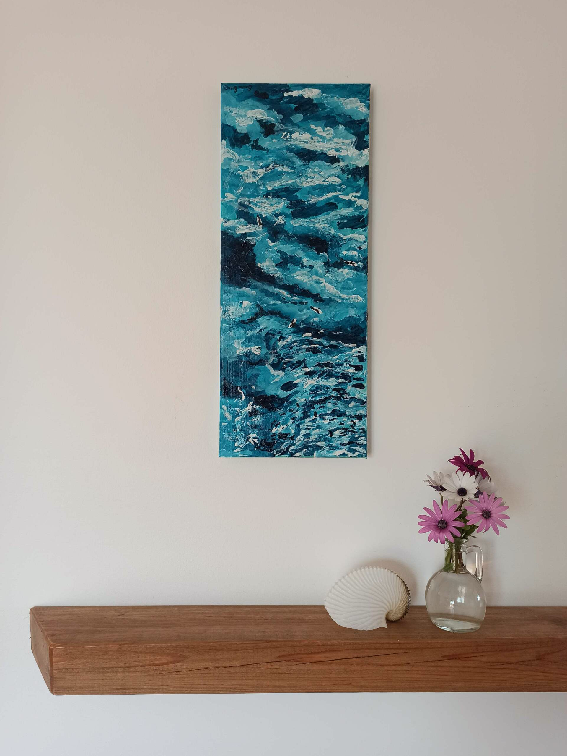 Surfers in whitewash, acrylic on canvas