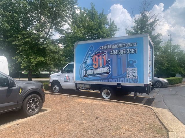 Box truck for 911 Flood Warriors, parked outside.  Box truck for 911 Flood Warriors, parked outside.
