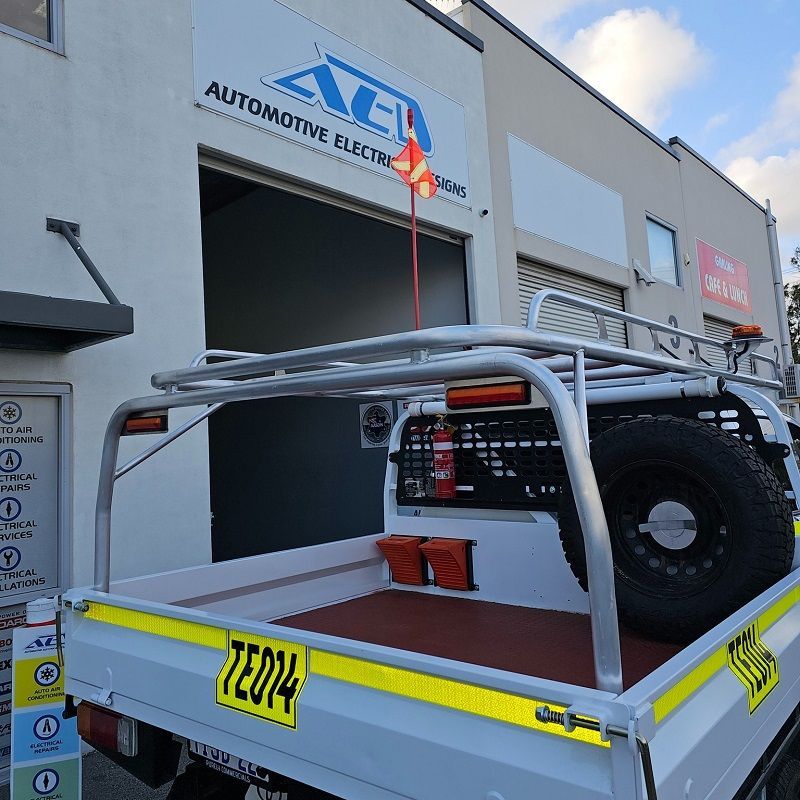 Full mine spec fit-out by auto electrician Perth: illuminated mine flag and emergency beacon