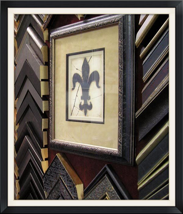 Custom picture framing of a fleur de lis in Box Hill of Melbourne