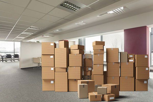 a lot of boxes in a commercial space