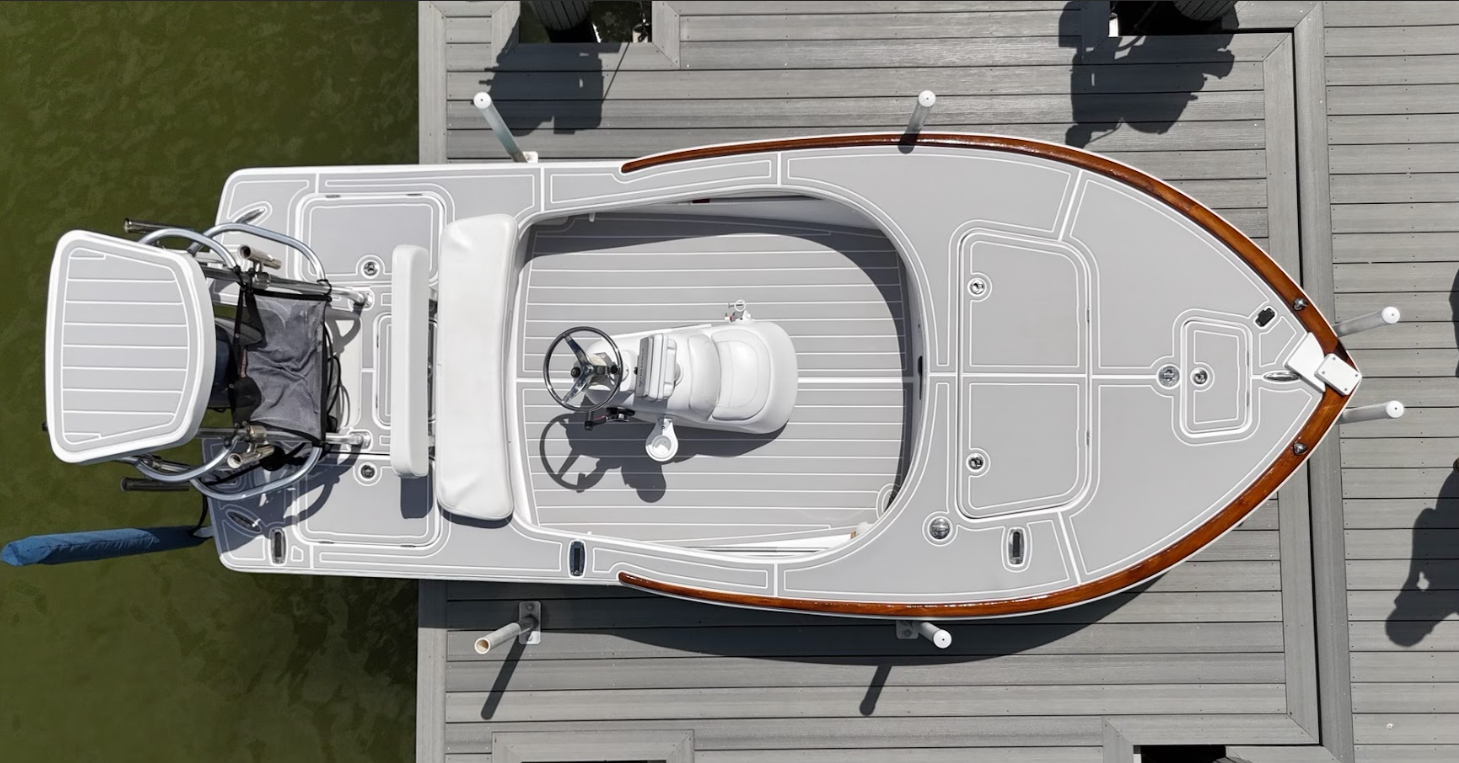  South Florida boat with custom foam boat flooring, overview.