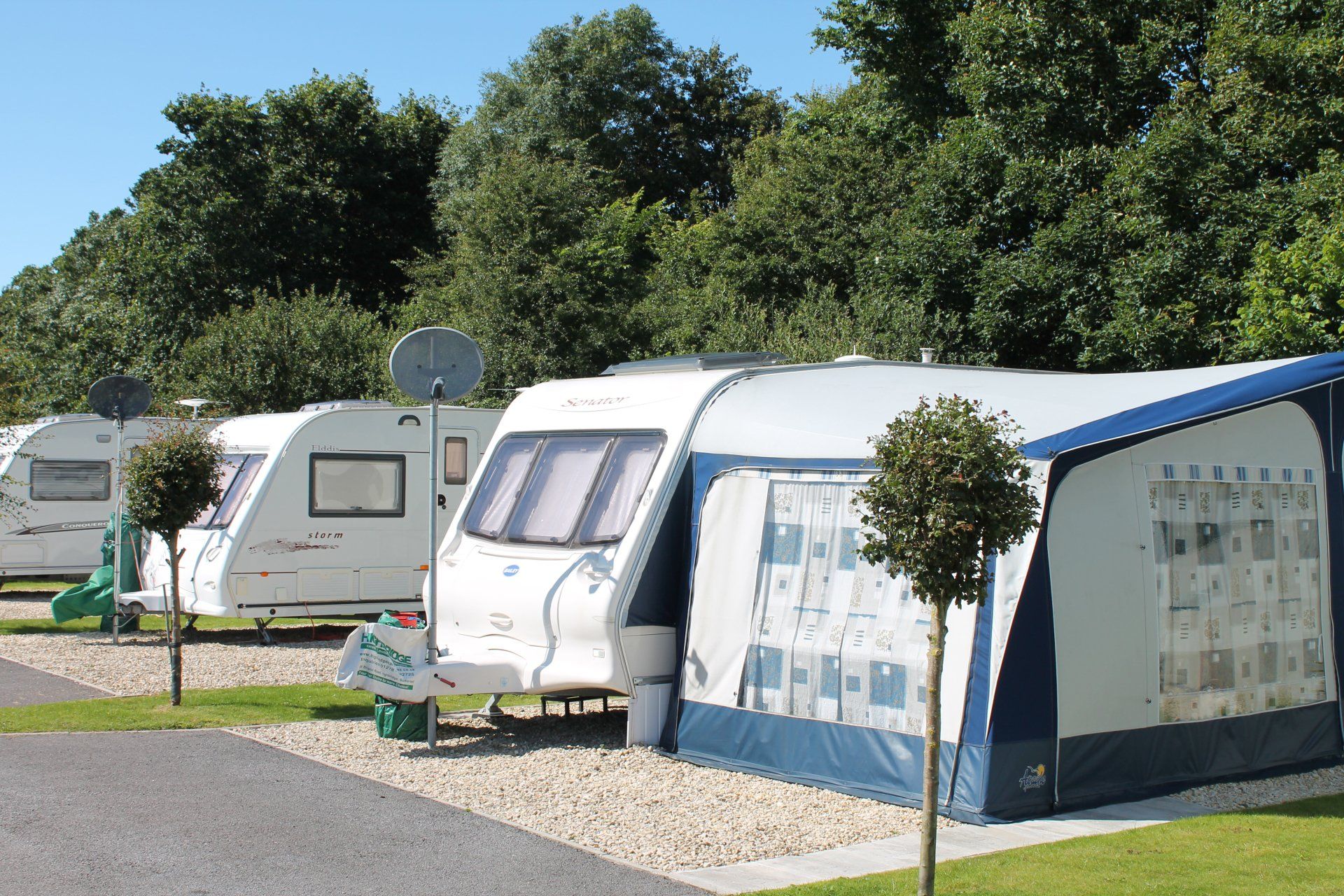 Caravan & Awning Posted in Seasonal Touring Pitch in Somerset Holiday Park