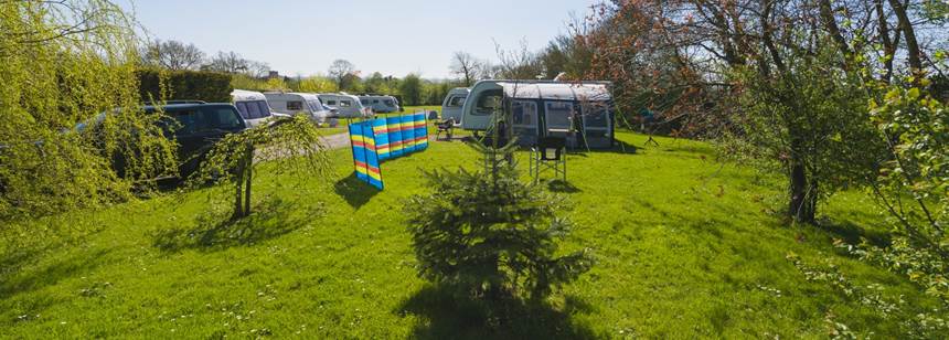 Backside view of cheddar caravan park.