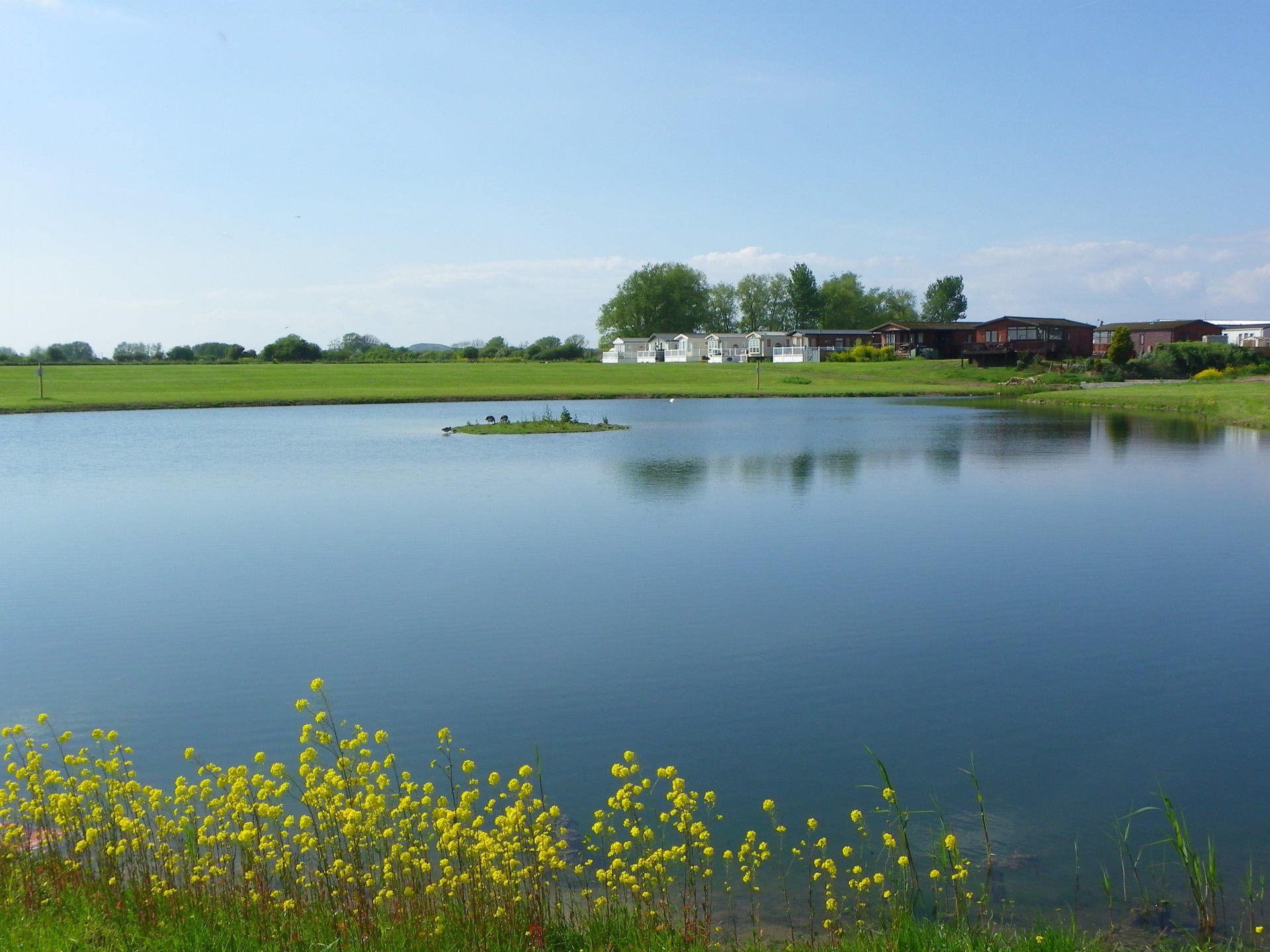 Fishing lake at holiday park near Weston-super-Mare.