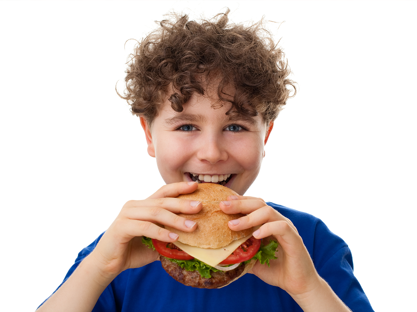Boy eating a burger