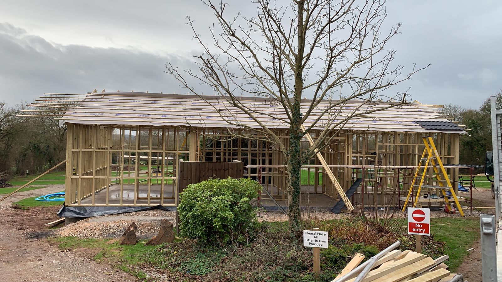 Construction work in the caravan park near cheddar..