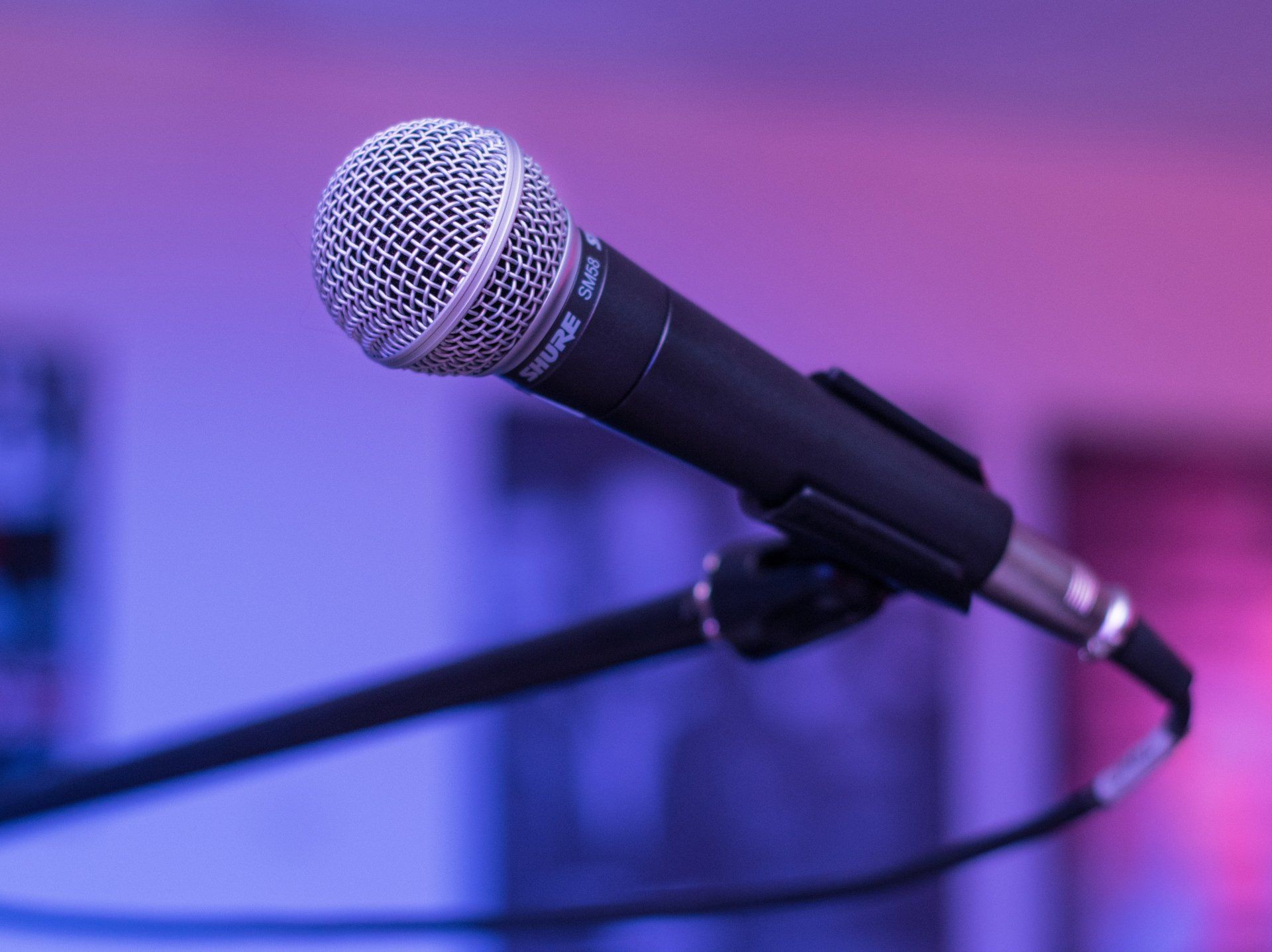 Microphone on stage at Rose Farm Clubhouse.