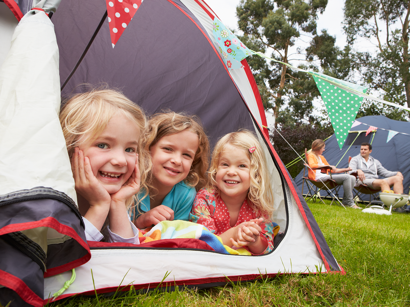 Children enjoying camping near Weston-super-Mare